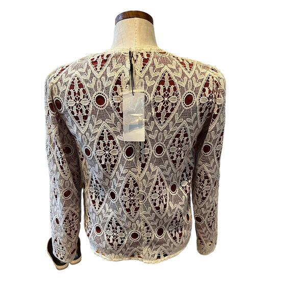 MOUSSY Vintage Lace Long Sleeve Top Ivory Rust S - Picture 4 of 6